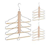 Relaxdays Juego de perchas múltiples de madera marrón claro,plata