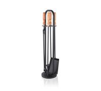 Relaxdays Juego 5 piezas chimenea mango madera marrón claro,negro