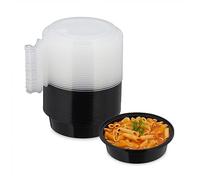Relaxdays Juego Preparar Comida Fiambreras Plástico, Set de 24, 1 Compartimento, Aptas Microondas, Reutilizables, Cajas para Meal Prep, Negro, 5 x 18 x 18 cm