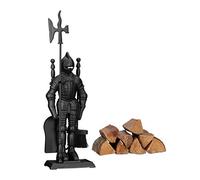 Relaxdays Kit de 4 accesorios para la chimenea negro