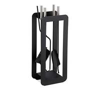Relaxdays Juego de cinco utensilios de chimenea negro,plata