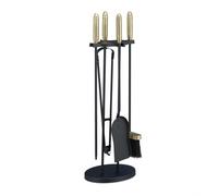 Relaxdays Kit de cinco utensilios de chimenea oro,negro