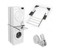 Relaxdays Kit de Estructura apiladora para Secadora en Lavadora Ajustable 45-72 cm, Universal, Blanco, 8,5 x 71 x 58 cm