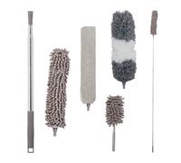 Relaxdays Kit de plumeros telescópicos plata,gris