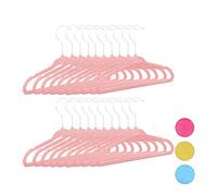 Relaxdays Kleiderbügel Kinder 20er Set, rutschfest, Kinderbügel Samtbezug, weiche Babybügel, 360° drehbare Haken, rosa