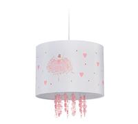 Relaxdays Lámpara Colgante Infantil Bailarina, Luz Habitación Niña Pantalla 158x35cm, E27, Cable 111 cm, Blanco y Rosa