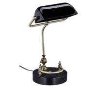 Relaxdays Lámpara banquero vintage negra cristal oro,negro