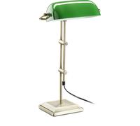 Relaxdays, lámpara de escritorio, verde, con detalles dorados y s