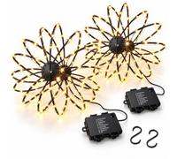 relaxdays lámpara de Esfera, 2 uds., 120 LED, 8 Modos, IP44, Blanco cálido | Set de 2, 120 LED, 8 modos, IP44, interior y exterior, esferas LED luminosas