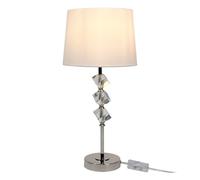 Relaxdays Lámpara de mesa con cristal y pantalla crema,plata