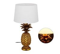 Relaxdays Lámpara de mesa con forma de piña dorada blanco,oro