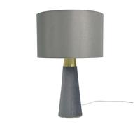 Relaxdays Lámpara de Mesa con Pantalla de Lino y Base de Terciopelo, E27, 47x40x40 cm, Gris