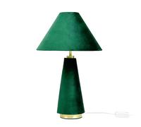 Relaxdays Lámpara de mesa con pantalla terciopelo verde oscuro,oro