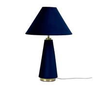 Relaxdays Lámpara de mesa con pantalla terciopelo azul oscuro,oro