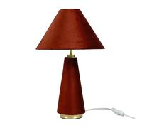 Relaxdays Lámpara de mesa con pantalla terciopelo rojo oscuro,oro