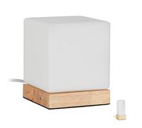 Relaxdays Lámpara de mesa de vidrio opalino blanco,marrón claro
