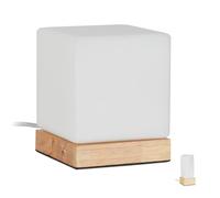 Relaxdays Lámpara de mesa de vidrio opalino blanco,marrón claro
