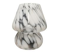 Relaxdays Lámpara de Mesa diseño Hongo con Cristal, táctil, a Pilas, E27, 24x16x16 cm Blanca
