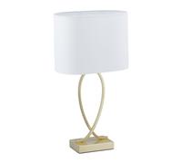 Relaxdays Lámpara de mesa dorada con pantalla blanco,oro