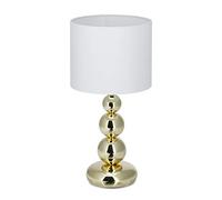 Relaxdays Lámpara de Mesa Elegante, Metal y Tela, Blanco y Dorado, 50 x 25 cm