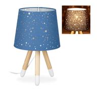 Relaxdays Lámpara de mesa infantil con estrellas blanco,azul oscuro,marrón claro