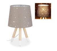 Relaxdays Lámpara de mesa infantil con estrellas blanco,marrón claro,gris