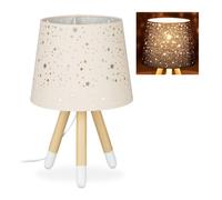 Relaxdays Lámpara de mesa infantil con estrellas blanco,marrón claro,rosa