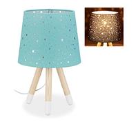 Relaxdays Lámpara de mesa infantil con estrellas blanco,marrón claro,turquesa
