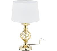 Relaxdays Lámpara Mesa Táctil, Luz Mesita Noche Moderna, 3 Niveles Intensidad, 43,5 x 25 cm, Rosca E14, Dorado y Blanco