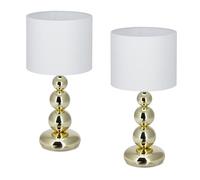 Relaxdays Juego de 2 lámparas de mesa blanco,oro