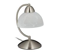 Relaxdays Lámpara de mesa vintage, Táctil, Cristal & Hierro, Plateado | Regulable, E14, 230V, 25x15x19 cm, 1 Ud.
