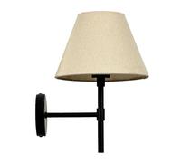 Relaxdays Lámpara de Pared Minimalista con Pantalla de Tela, Rosca E27, Crema/Negro, 32,5 x 27 cm