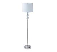 Relaxdays Lámpara de pie con Pantalla de Tela y Efecto Cristal, Metal, E27, 155 x 35,5 x 35,5 cm, Plateado/Blanco