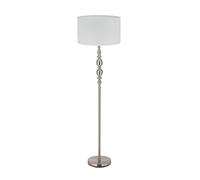 Relaxdays Lámpara de Pie para Salón, E27, con Cable, Pantalla Tela Ø 43 cm, Estilo Retro, 155 cm Alto, Blanco y Beige