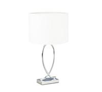 Relaxdays Lámpara de sobremesa plateada con tulipa blanco,plata