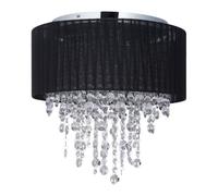 Relaxdays Lámpara de techo con cuentas de cristal negro,plata,transparente