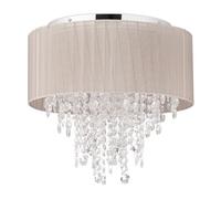 Relaxdays Lámpara de organza con cristales plata,transparente,gris