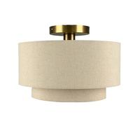 Relaxdays Lámpara de techo de tela beige,oro