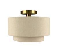 Relaxdays Lámpara de techo de tela beige,oro