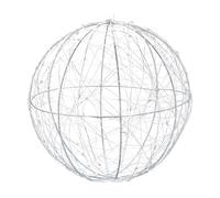 Relaxdays Lámpara LED con forma de bola, A pilas, Para colgar o poner de pie, Ø 20 cm, Plateado
