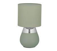 Relaxdays Lámpara mesa con pantalla tela verde,plata