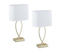 Relaxdays Lámpara mesa con base curvada 2 uds. blanco,oro
