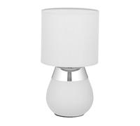 Relaxdays Lámpara mesa con pantalla tela plata,gris