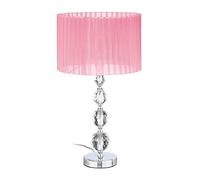Relaxdays Lámpara mesa rosa cristal rosa,plata