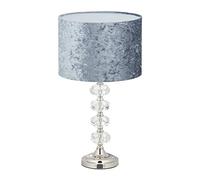 Relaxdays Lámpara mesa pantalla terciopelo gris plata,transparente,gris