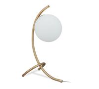 Relaxdays Lámpara mesa esférica marco curvo blanco,oro