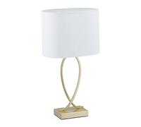Relaxdays Lámpara de mesa dorada con pantalla blanco,oro