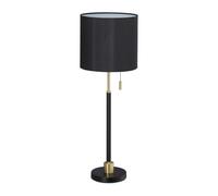 Relaxdays Lámpara mesa negra interruptor cadena oro,negro