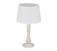 Relaxdays Lámpara mesa rústica madera blanco,crema