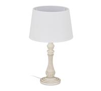Relaxdays Lámpara mesa rústica madera blanco,crema